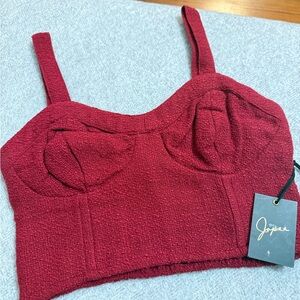 Japna Textured Burgundy Crop Bustier Top